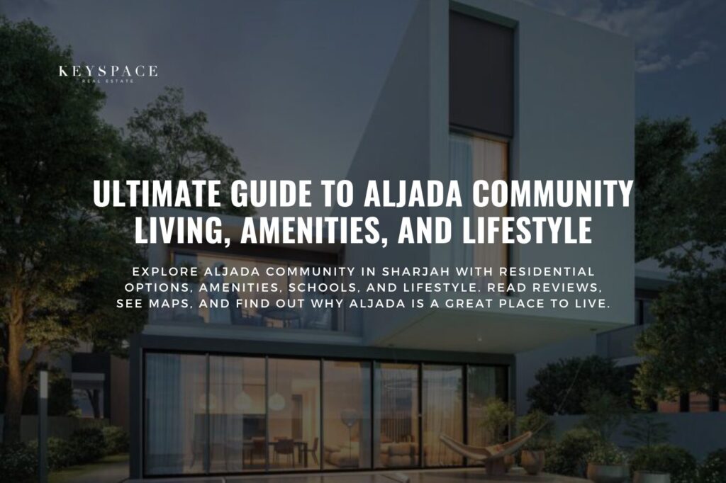 Cover Banner Design for topic Ultimate Guide to Aljada Community Living, Amenities, More