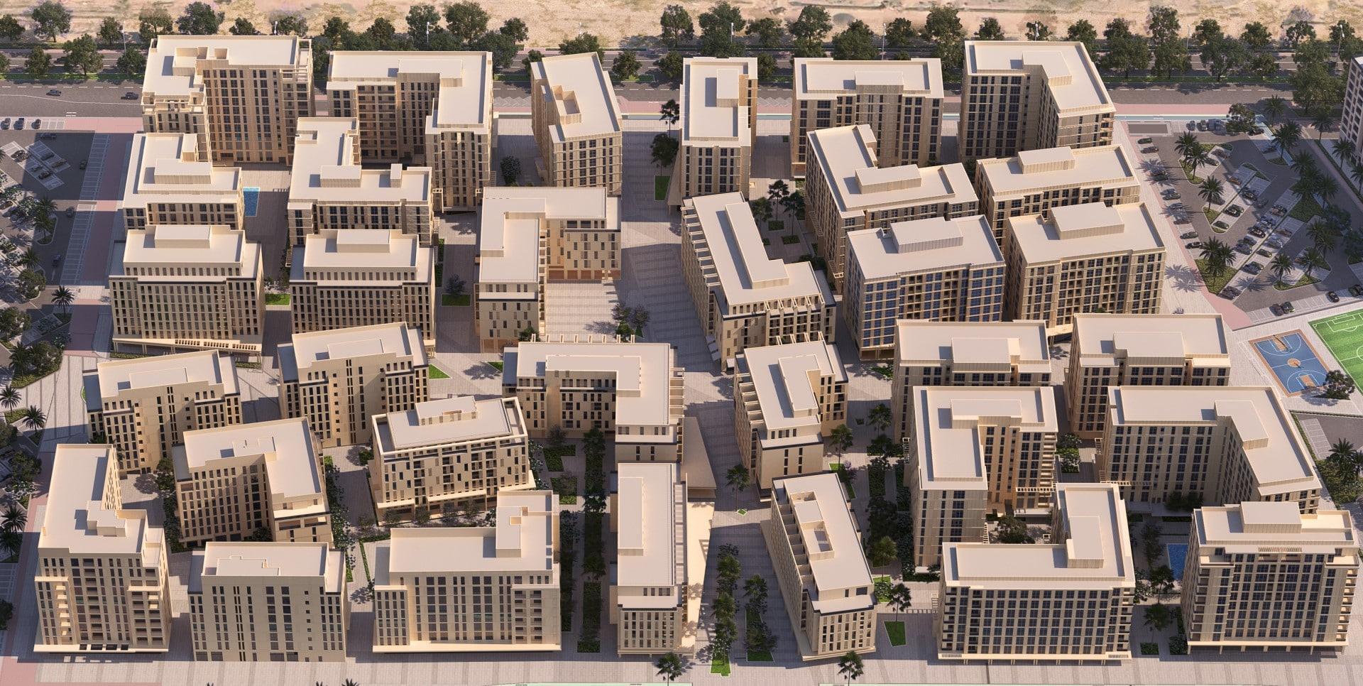 Al Mamsha Souks masterplan aerial view