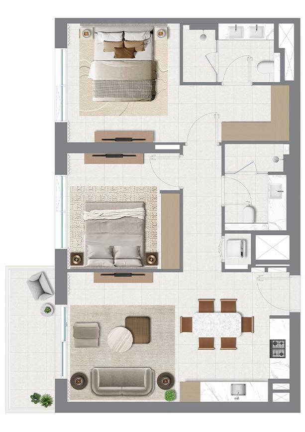 2br 1068sqft suite 984sqft balcony 83sqft