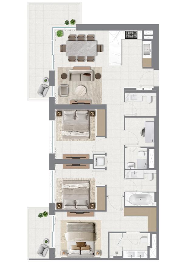 3br 1570sqft suite 1338sqft balcony 231sqft