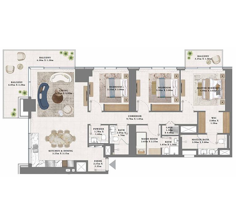 3br 1848sqft suite 1575sqft 273sqft