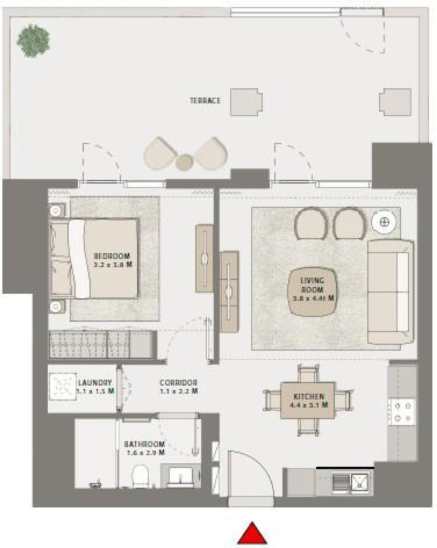Emaar Creek Beach Grove Floor Plans 1BR