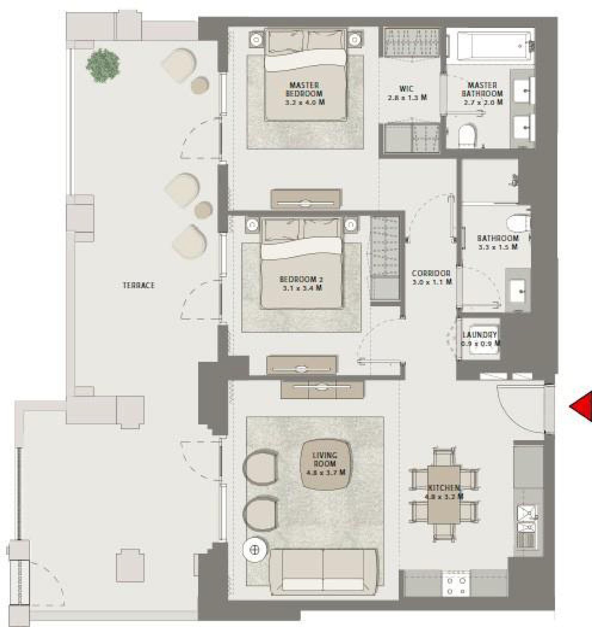 Emaar Creek Beach Grove Floor Plans 2BR 1