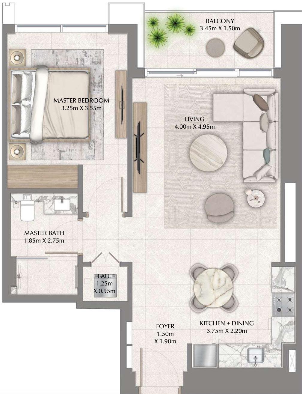 emaar creek waters 2 floor plan 1BR