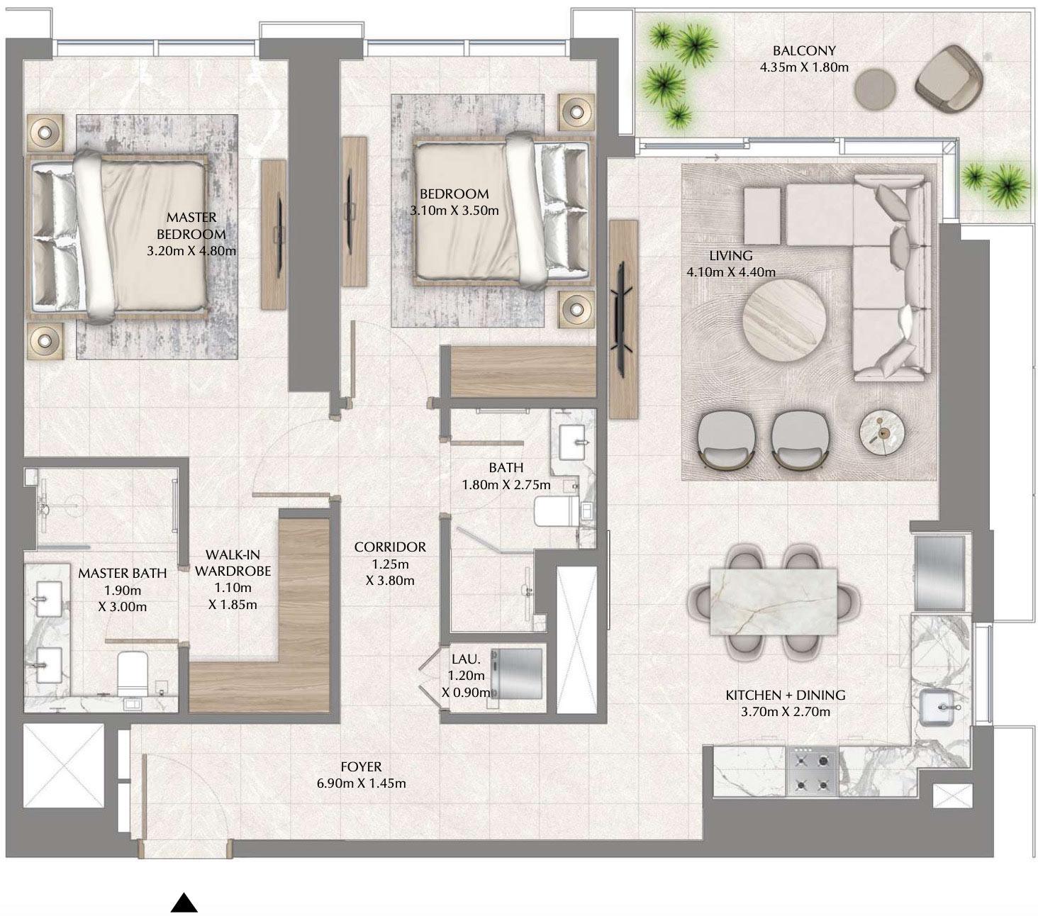 emaar creek waters 2 floor plan 2BR