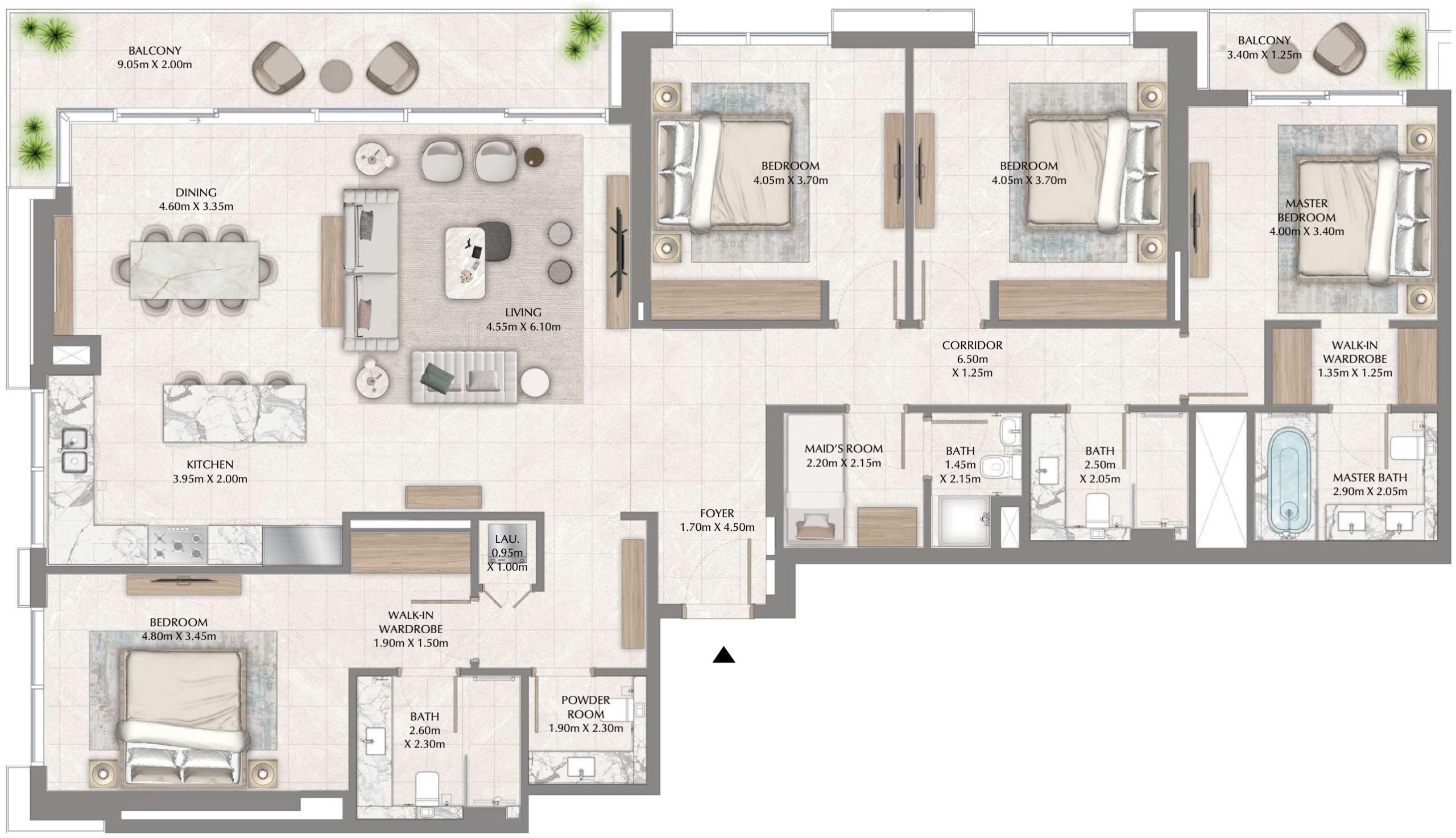 emaar creek waters 2 floor plan 4BR scaled