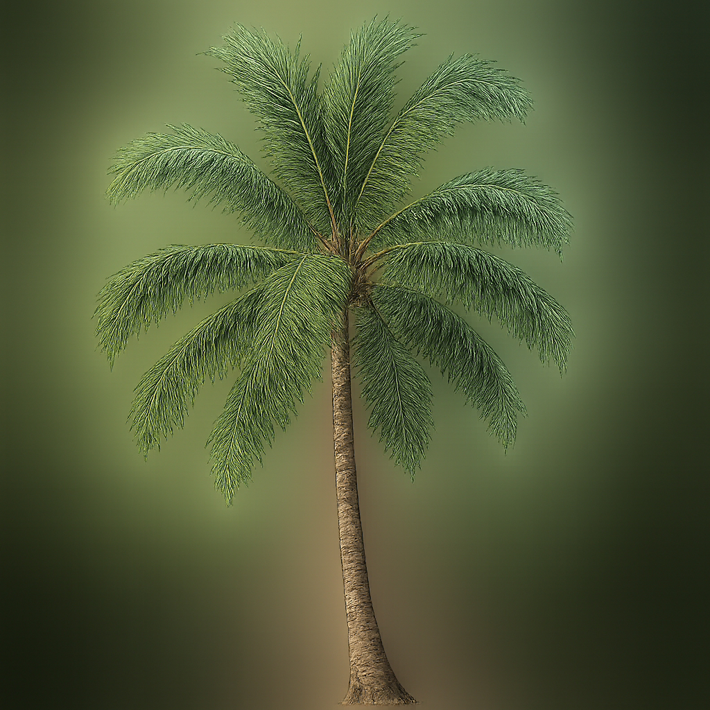 Coconut Palm Against Checkered Background
